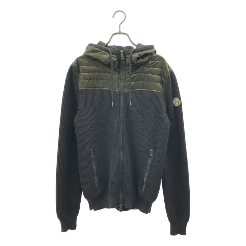 MONCLER / モンクレール | MAGLIONE TRICOT CARDIGAN 異素材 ニット ジャケット | M | ブラック/カーキ | メンズ