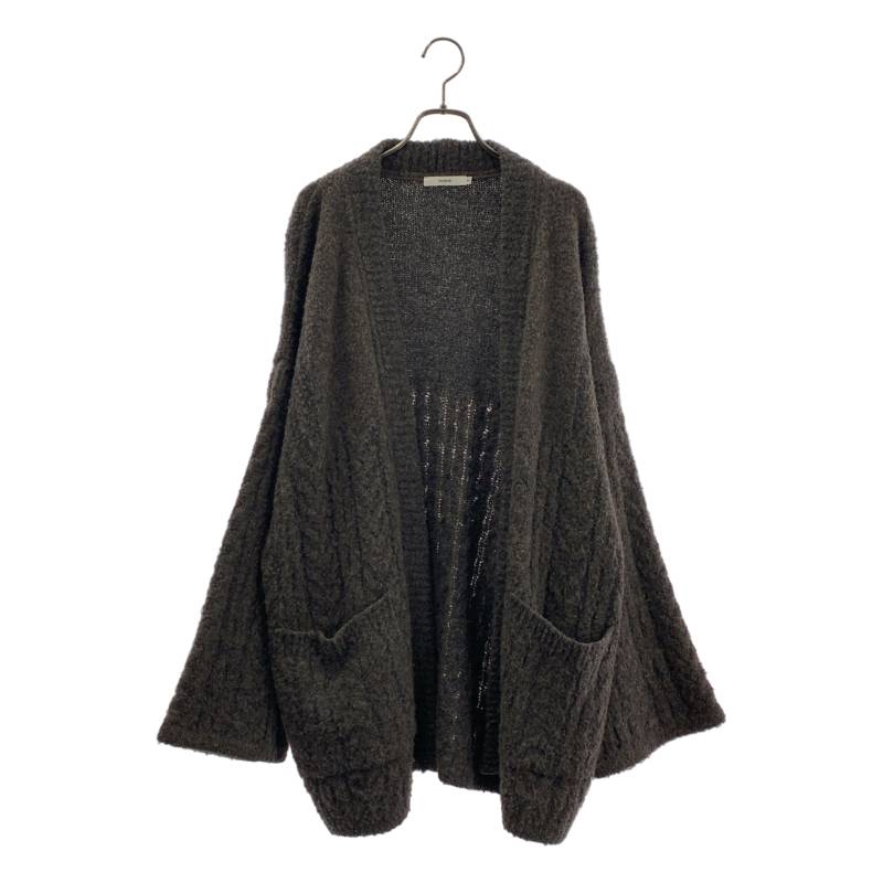YASHIKI / ヤシキ | Setsuen Hanten Knit アルパカブレンド ボタンレス カーディガン | 2 | チャコール | メンズ