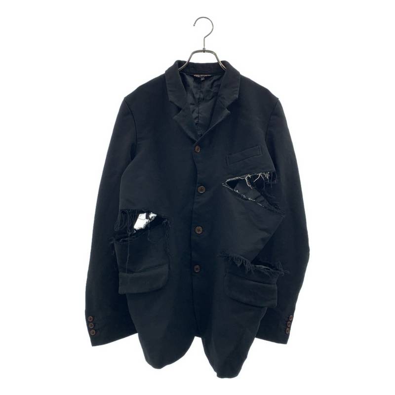 BLACK COMME des GARCONS / ブラックコムデギャルソン | 2025SS | カットオフ ポリ縮絨 テーラードジャケット | L | 黒いこと | メンズ メンズファッション-コート・ジャケット