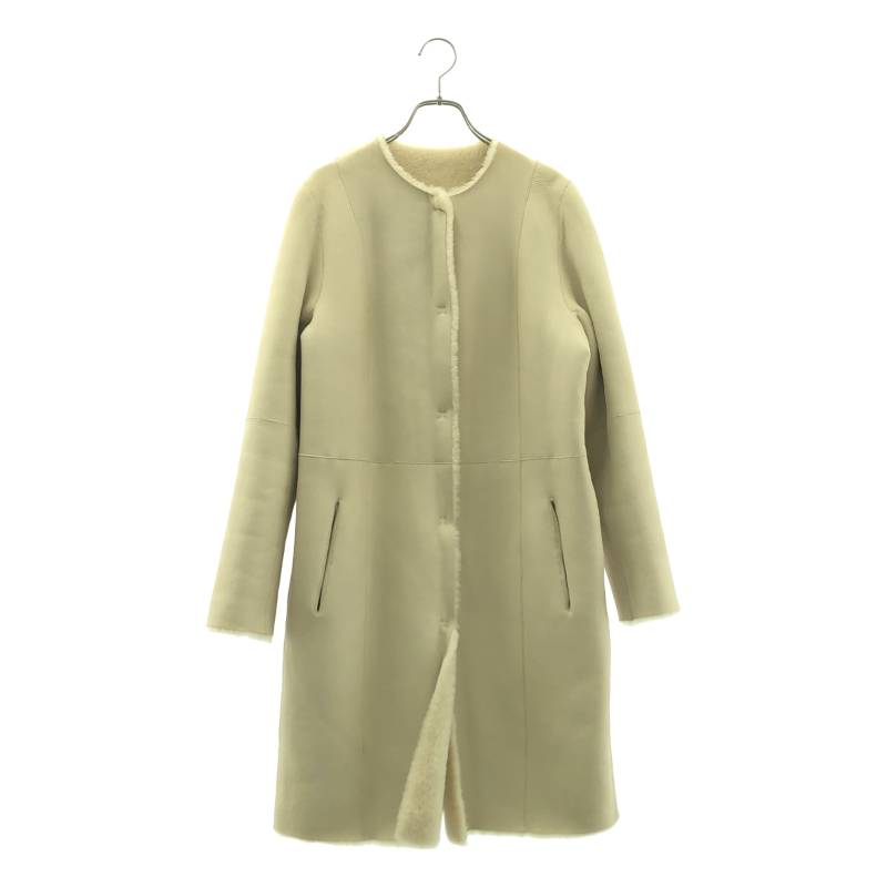 【美品】  UNITED ARROWS / ユナイテッドアローズ | リアルムートンレザー ボア 否色合い 厚地の外套 | 38 | グレージュ系 | レディース
