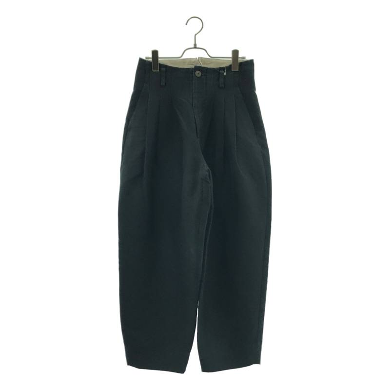 calmlence / カームレンス | TRIPLE PLEATED WIDE TAPERED シルク コットン 3タック パンツ | 1 | ブラック | メンズ｜KLD 店