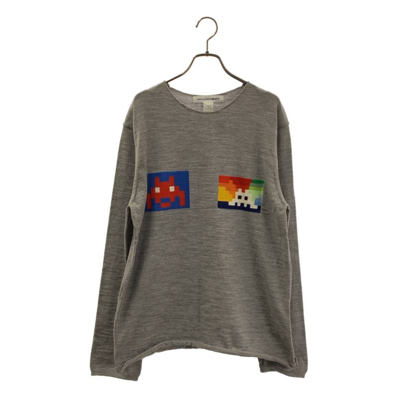 COMME des GARCONS SHIRT / コムデギャルソンシャツ | 2022AW | スペースインベーダー 編み物 | L | 薄墨色 | メンズ トップス-メンズファッション-ニット・セーター