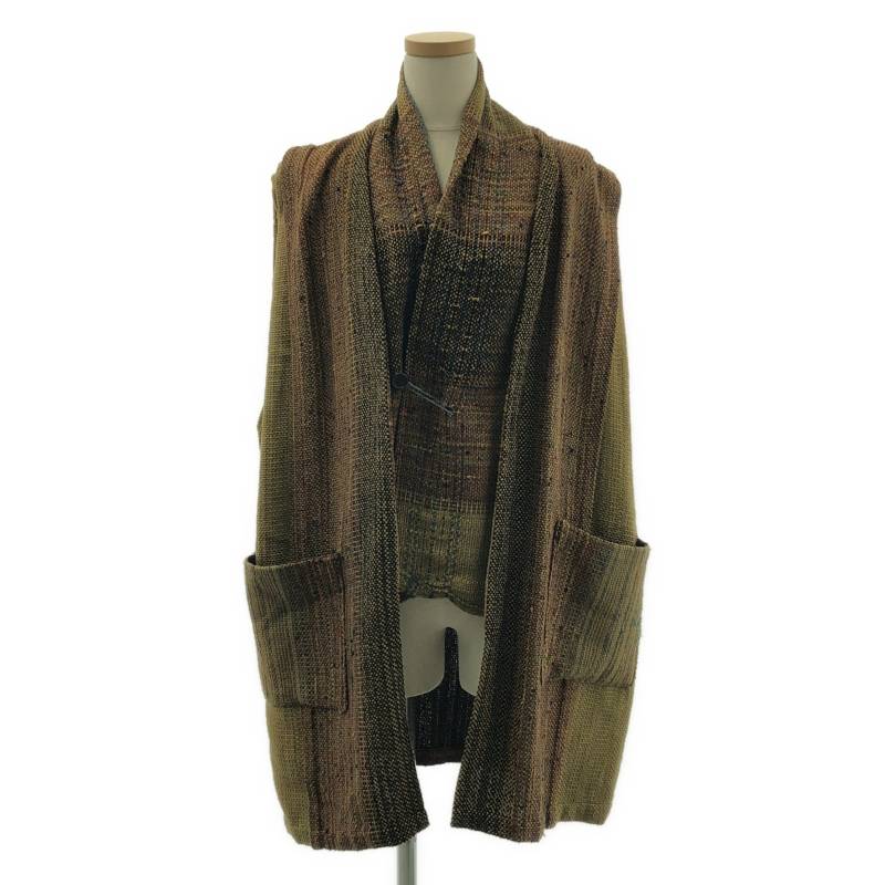 【美品】 TERESA EATON / テレサ・イートン | Woven Fabric Vest / DESIGNER HANDWEAVER / 装飾 オーバー ベスト | カーキ系 | レディース|KLD 店
