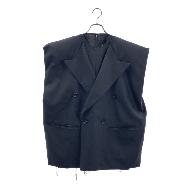 【美品】 JUNYA WATANABE COMME des GARCONS / ジュンヤワタナベ | 2023SS | ウール ダブルブレスト スリーブレス テーラードジャケット ベスト | S | ブラック | レディース