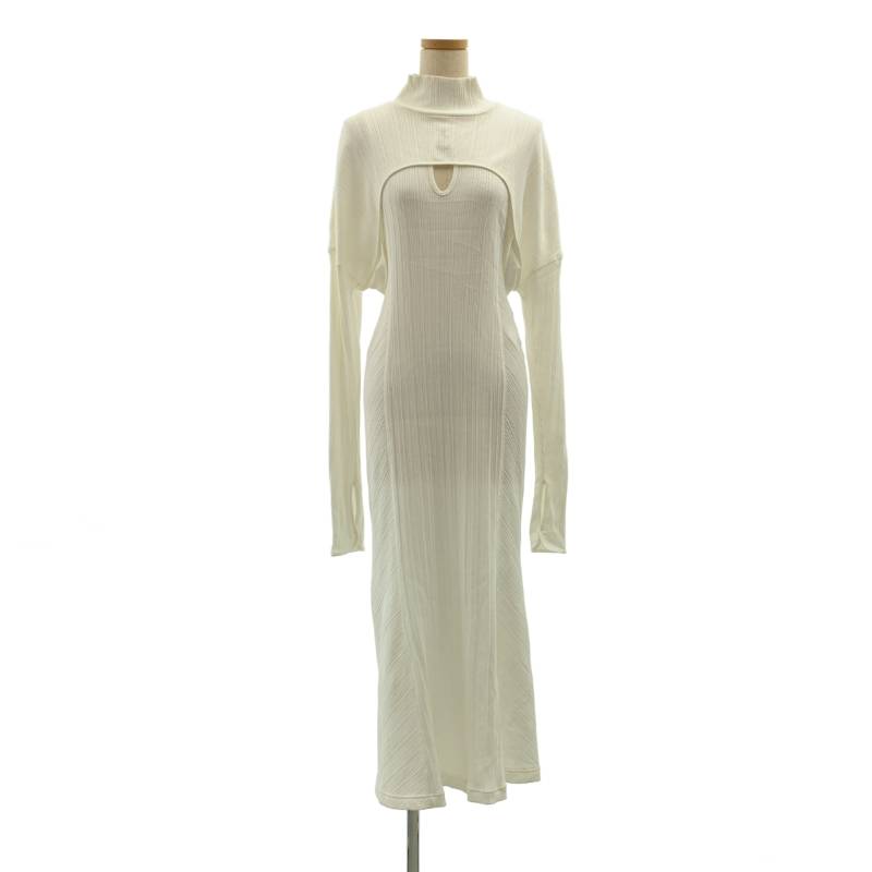 【美品】 Mame Kurogouchi / マメクロゴウチ | Random Ribbed Organic Cotton 2 way Dress リブ ワンピース | 2 | ホワイト | レディース