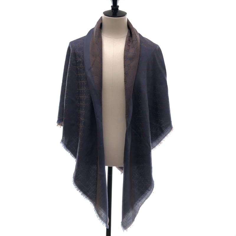 【美品】  GUCCI / グッチ | 総柄 ジャ差し固める GGロゴタイプ フリンジ 大判 袈裟 / ユニ一発やる | パープル/赤銅色系