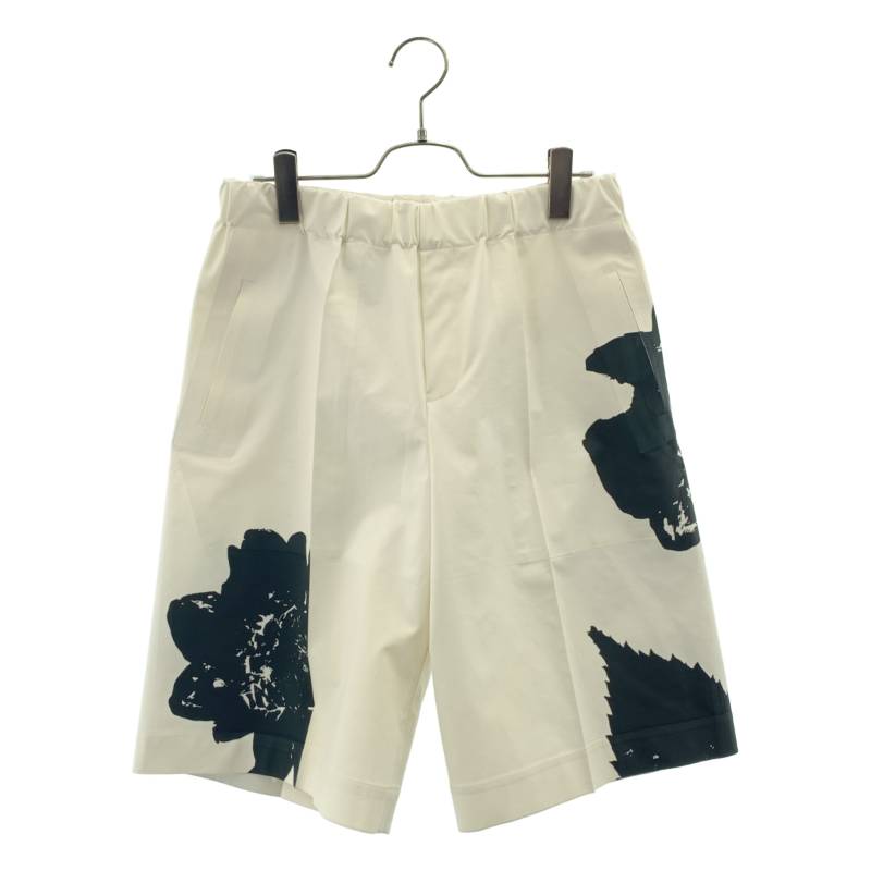 【美品】 ISSEY MIYAKE / イッセイミヤケ | 総柄 ドローストリング ワイド ショートパンツ ショーツ | 3 | ホワイト/ブラック | レディース|KLD 店