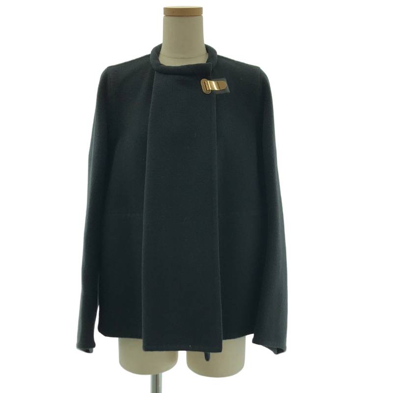 HERMES / エルメス | 2014AW | ダブルフェイス カシミア ショートコート | 34 | ブラック/ゴールド | レディース
