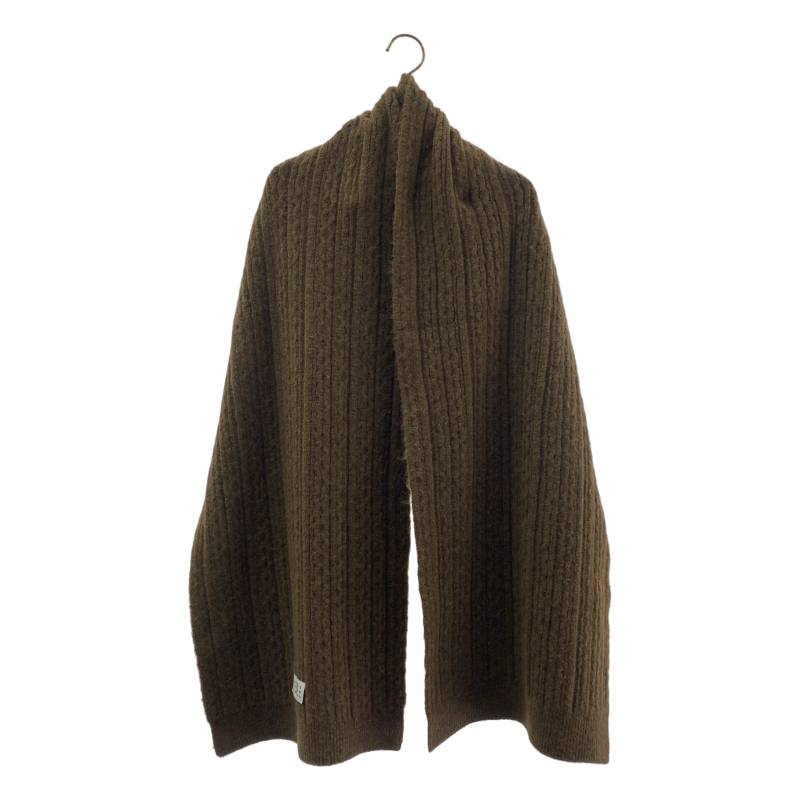 【美品】 MM6 Maison Margiela / エムエムシックスメゾンマルジェラ | 2025AW | ウールブレンド リブ マフラー | ブラウン | レディース