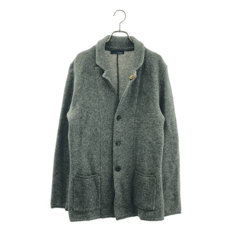 LARDINI / ラルディーニ | ブートニエール ウール ニット シングルブレスト ジャケット | M | グレー | メンズ