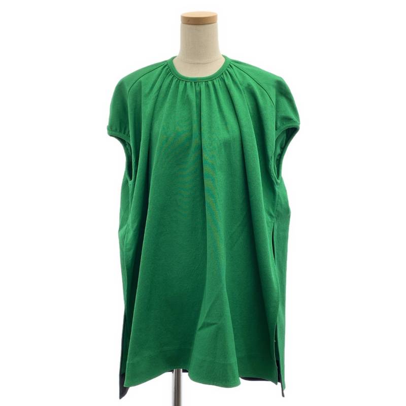【美品】 JIL SANDER / ジルサンダー | ギャザー ボリューム サイドスリット プルオーバー | 34 | グリーン | レディース