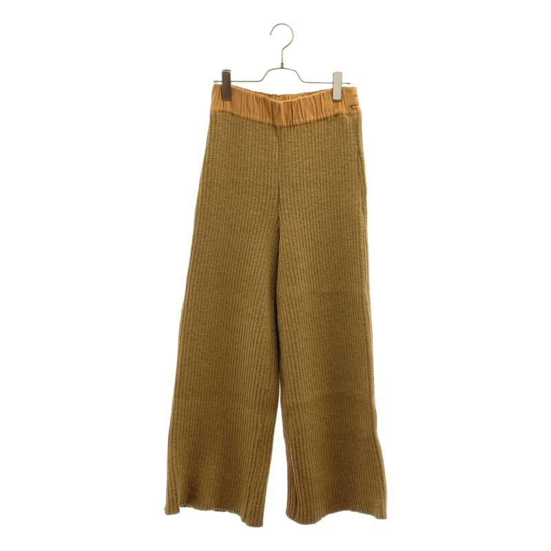 【美品】 NOWOS / ノーウォス | ウール サイドボタン ニット ワイド イージーパンツ | M | カーキ | レディース