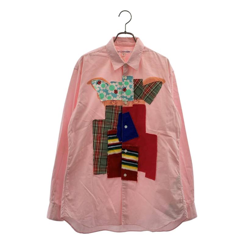 COMME des GARCONS SHIRT / コムデギャルソンシャツ | コットン パッチワーク ロングスリーブ シャツ | M | ピンク | メンズ