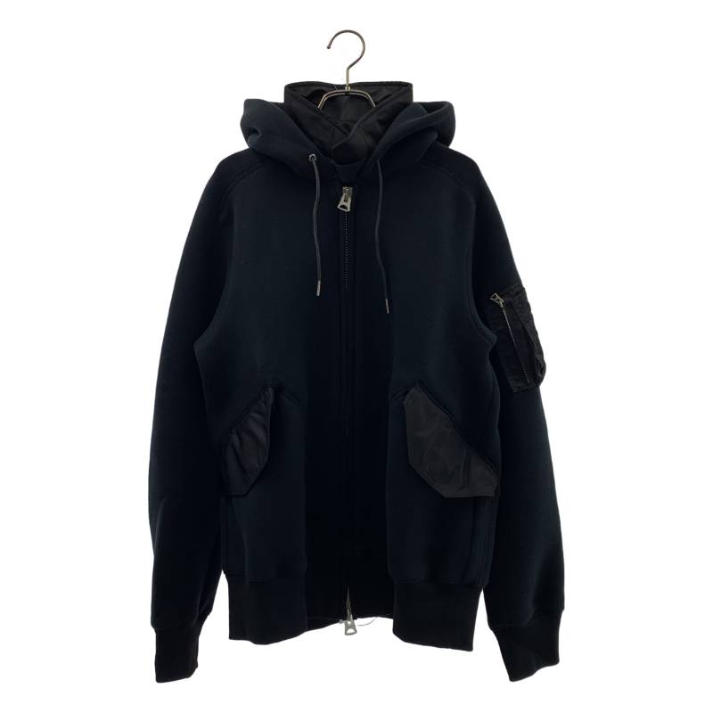 【新品】 sacai / サカイ | Sponge Sweat Hoodie ジップ パーカ | 2 | ブラック | メンズ