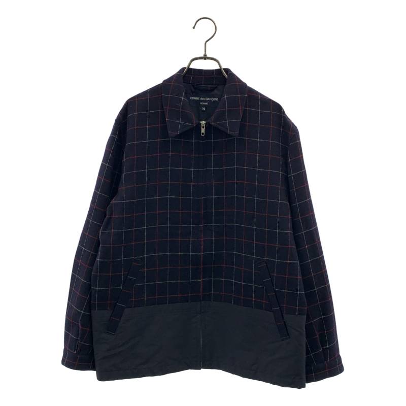 【美品】 COMME des GARCONS HOMME / コムデギャルソンオム | 2020AW | ウール ジップアップ チェックジャケット | XS | ネイビー | メンズ|KLD 店