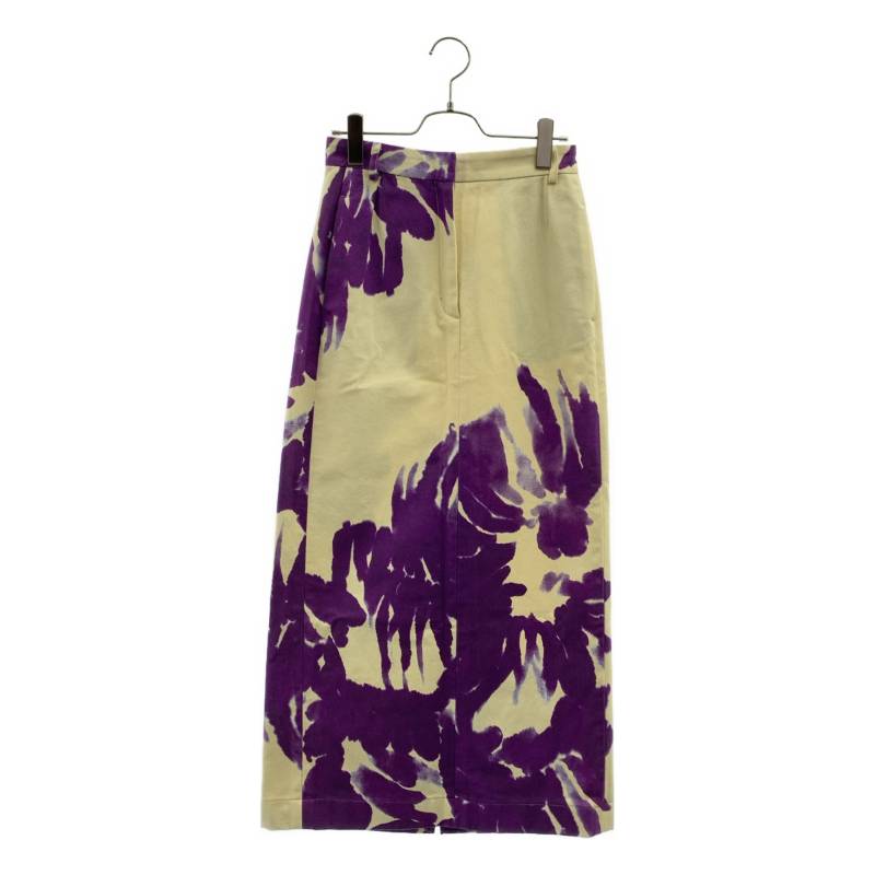 【美品】 DRIES VAN NOTEN / ドリスヴァンノッテン | 2019SS | Sampi フラワーモチーフ スカート | 34 | アイボリー/パープル | レディース