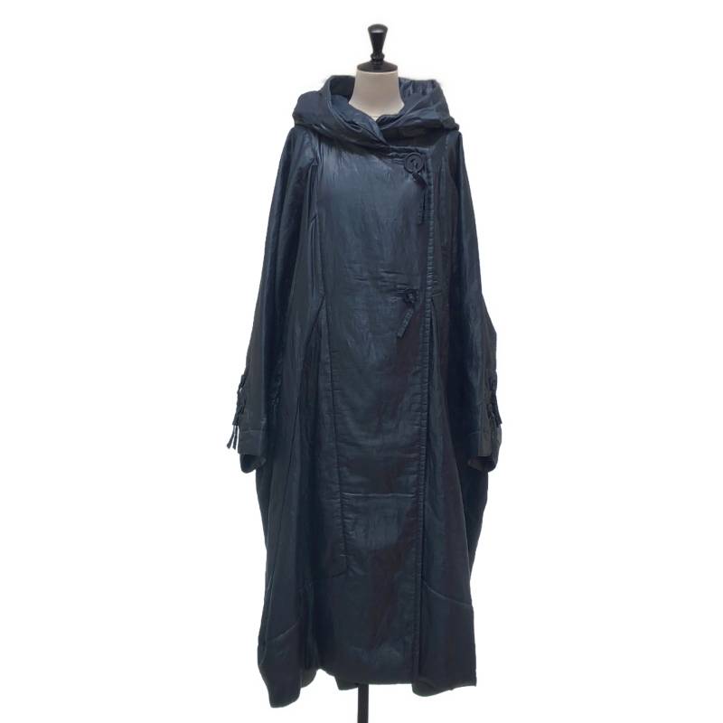 ISSEY MIYAKE / イッセイミヤケ | 2008AW | ナイロン混 軽気球捩り フーデッド厚地の外套 | 3 | 薄墨色系 | レディース