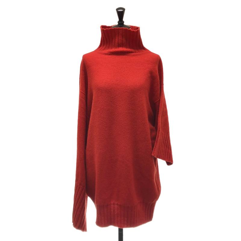 ISSEY MIYAKE / イッセイミヤケ | 2025AW | ウール アシンメトリー タートルネック ニット | 2 | オレンジ | レディース 29,279円