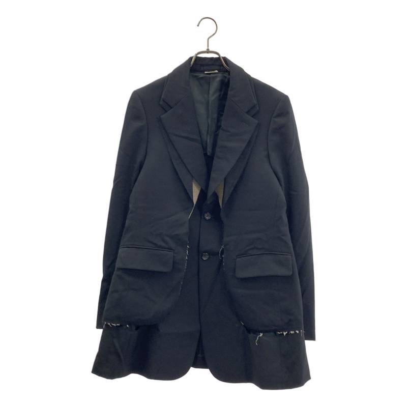【美品】 COMME des GARCONS / コムデギャルソン | 2023SS | 断ち切り カッティング レイヤード テーラードジャケット | S | ブラック | メンズ
