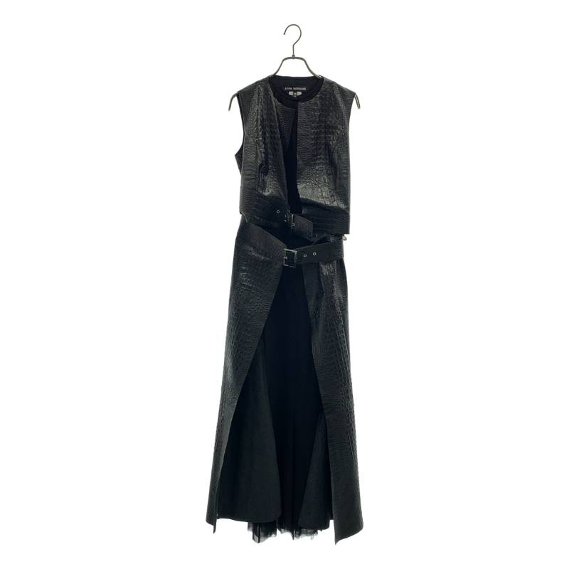 【美品】 JUNYA WATANABE COMME des GARCONS / ジュンヤワタナベ | 2024AW | エコレザー クロコ型押し ワンピース | XS | ブラック | レディース