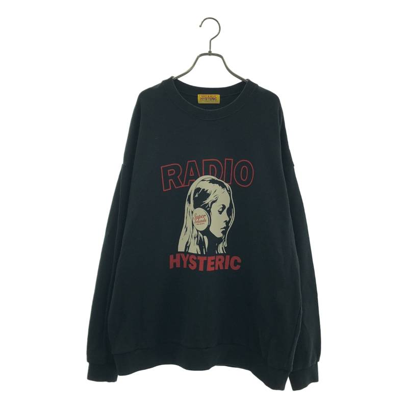 HYSTERIC GLAMOUR / ヒステリックグラマー | HYSTERIC RADIO プリント オーバーサイズスウェット | F | ブラック | メンズ
