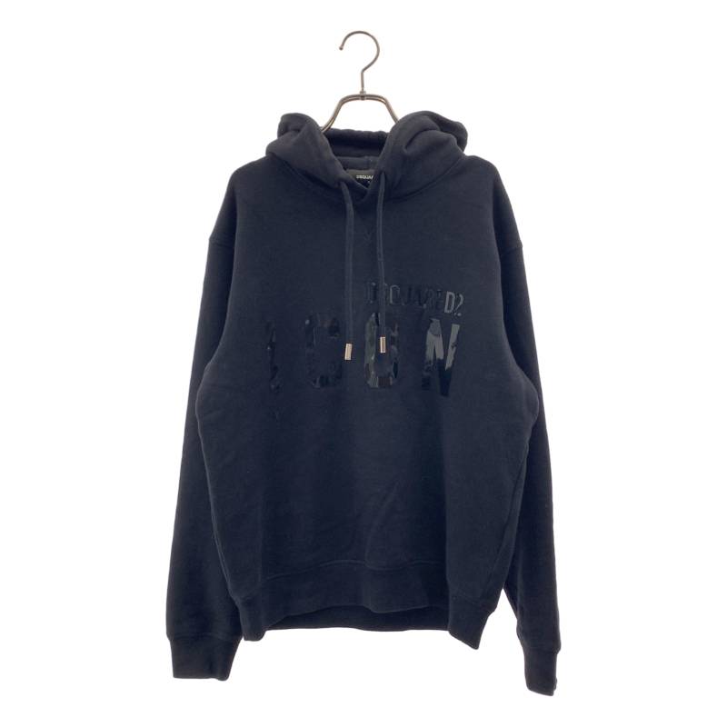 DSQUARED2 / ディースクエアード | COOL FIT ICON LOGO HOODIE / ロゴプリント フーディ プルオーバーパーカー | S | ブラック | メンズ