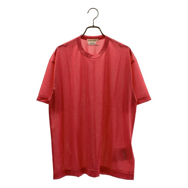 【美品】 COMME des GARCONS / コムデギャルソン | 2025SS | メッシュ ロゴ クルーネック カットソー | XS | ピンク | レディース