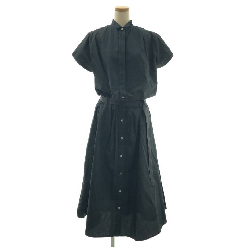 sacai / サカイ | 2020SS | White Cutaway Shirt Dress / アシンメトリー カットアウト ベルテッド シャツ ワンピース | 2 | ブラック | レディース