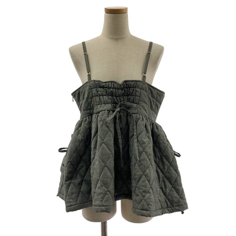 Rosy Monster / ロージーモンスター | SIDE CROISSANT QUILTING CAMISOLE サロペット キャミソール | F | グレー/ホワイト | レディース