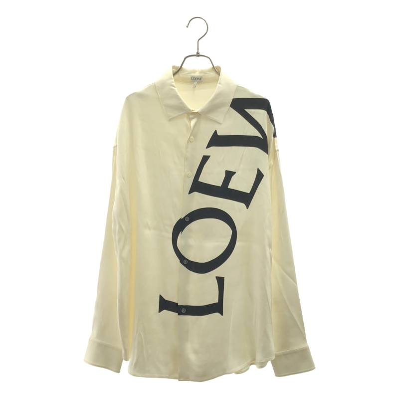 【美品】 LOEWE / ロエベ | シルク ロゴプリント シャツ | 38 | ホワイト | メンズ