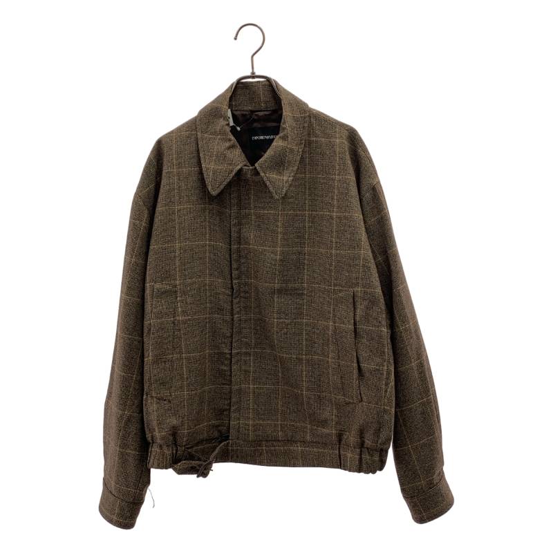 【美品】 EMPORIO ARMANI / エンポリオアルマーニ | ウール チェック ブルゾン ジャケット | 48 | ブラウン | メンズ