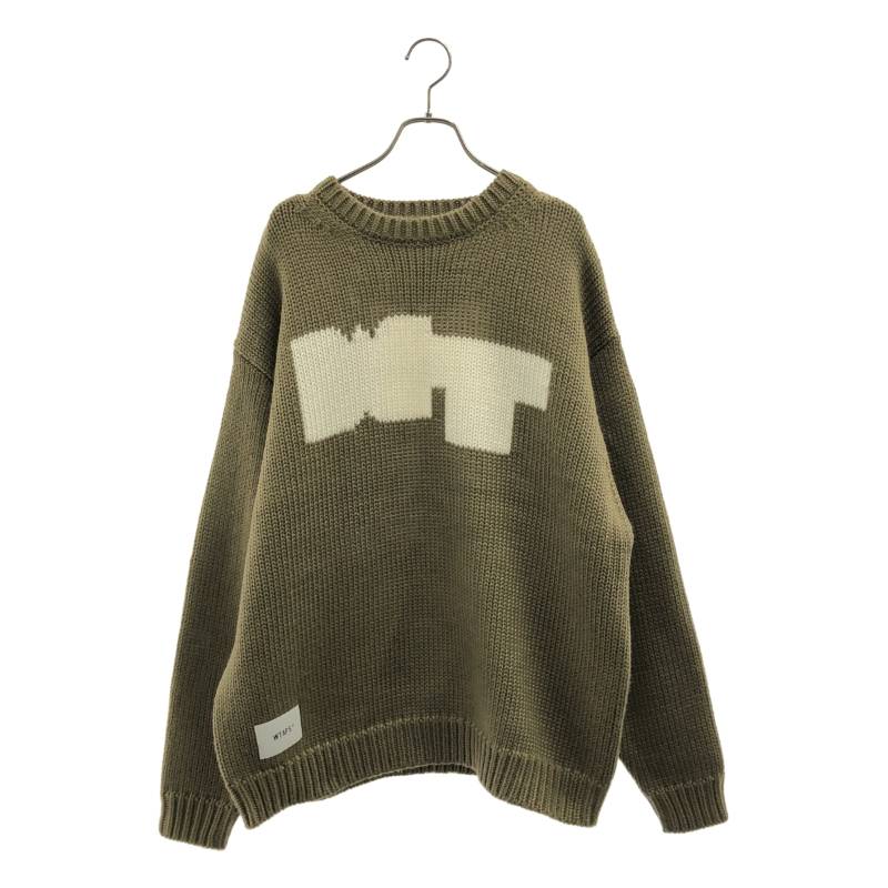 【美品】  WTAPS / ダブルタップス | 2025AW | CREW NECK CRE SWEATER POLY 労働者の一団のど頚 プルオーバー 編み物 | 3 | グレージュ | メンズ