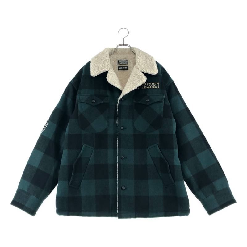 【美品】 HYSTERIC GLAMOUR / ヒステリックグラマー | × WIND AND SEA / ウィンダンシー Ranch Coat / ボア ランチコート | XL | ブラック/グリーン | メンズ