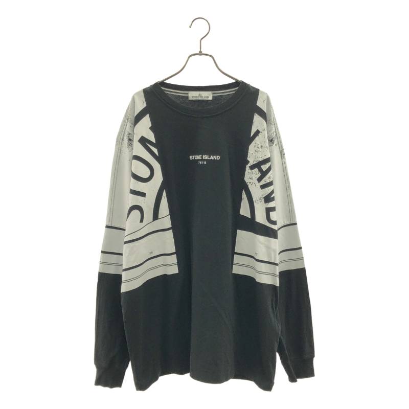 STONE ISLAND / ストーンアイランド | ロゴ プリント Tシャツ | XXL | ブラック/ホワイト | メンズ