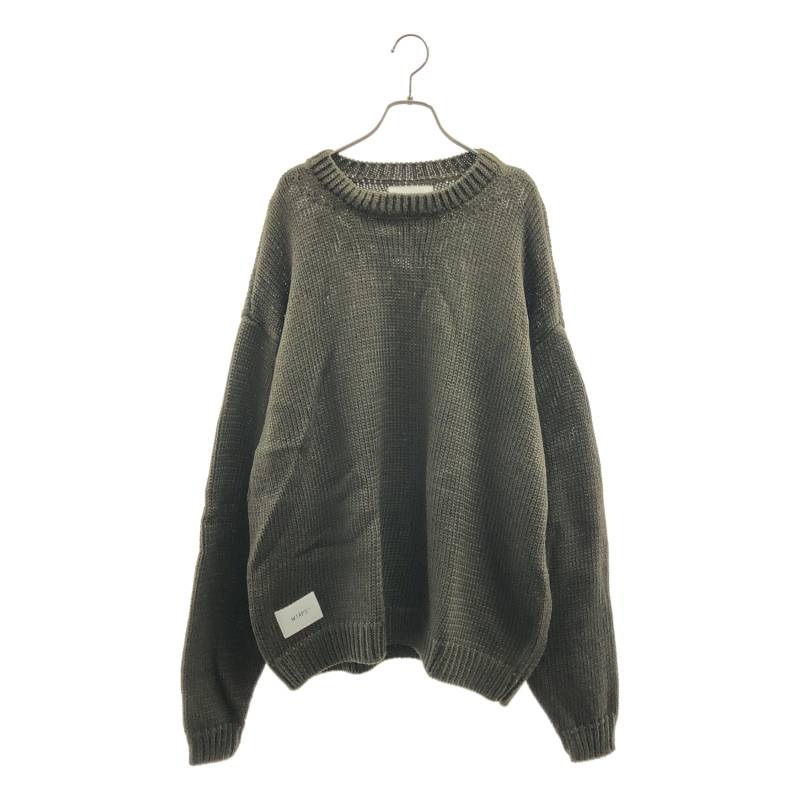 【美品】  WTAPS / ダブルタップス | 2023AW | SWEATER POLY. T-ROCK うしろ側ロゴタイプ 労働者の一団素っ首 スウェーター 編み物 | 4 | カーキ | メンズ