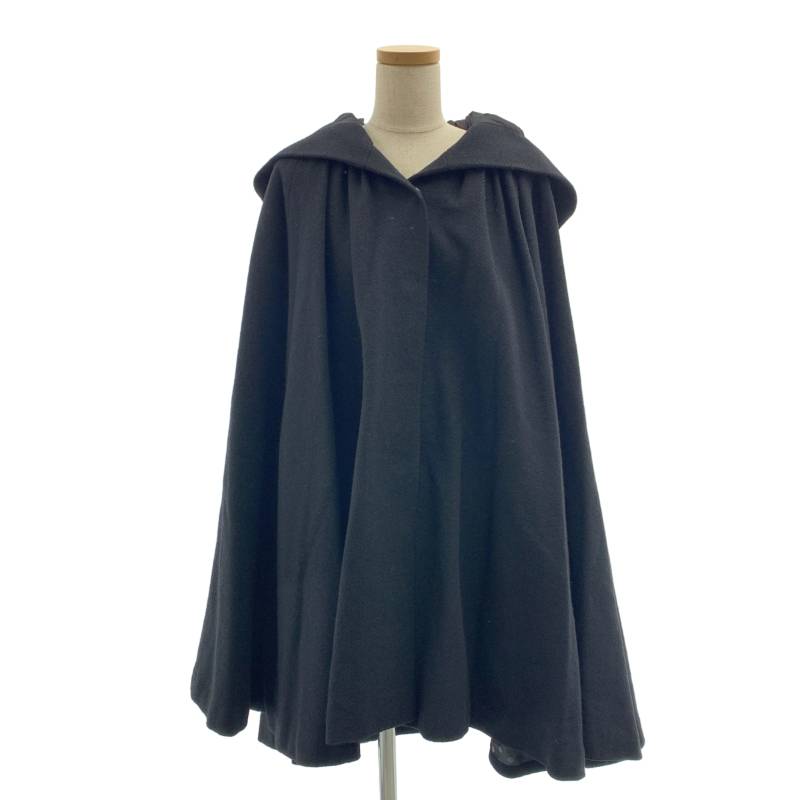 【美品】  petite robe noire / プティローブノアー | 羊毛 ケープ ロング 厚地の外套 | 黒いこと | レディース