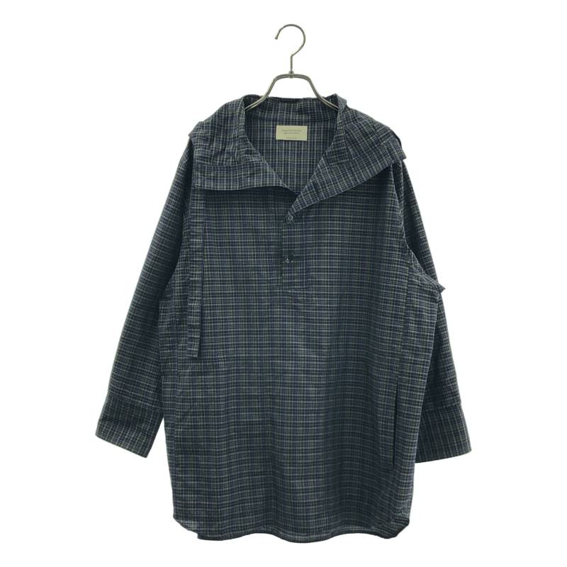 【美品】 beautiful people / ビューティフルピープル | チェックアノラックシャツ フーディ | 34 | ネイビー/グリーン | レディース｜KLD 店