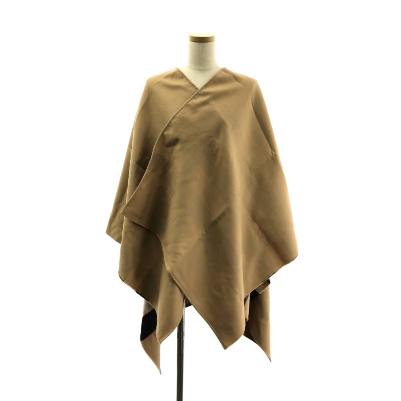 【美品】  Burberry / バーバリー | ティッシ期 ノバチェック 羊毛 ポンチョ | ベージュ/黒いこと/白いこと