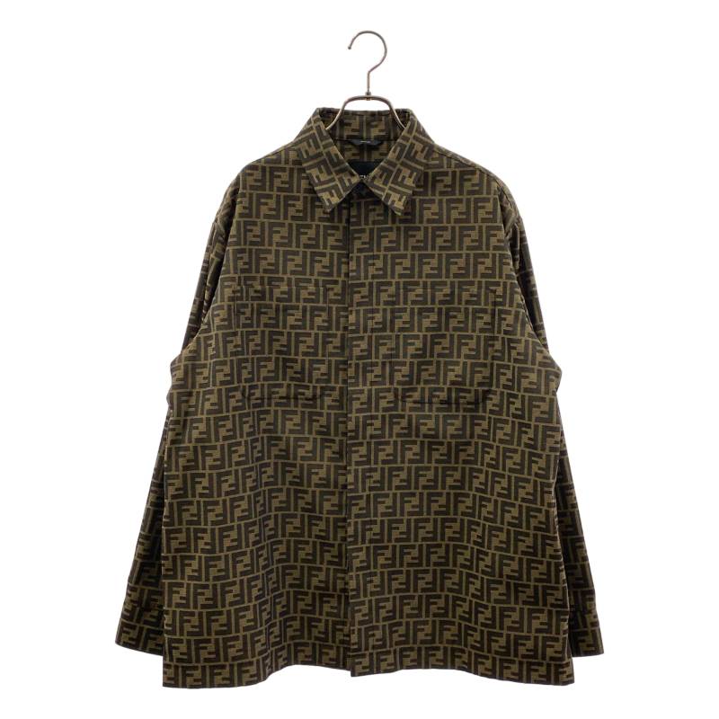 【美品】 FENDI / フェンディ | FF ズッカ ジャガード シャツジャケット | 50 | ブラウン | メンズ