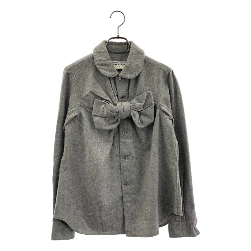 COMME des GARCONS COMME des GARCONS / コムコム | 丸襟 ウール リボン ドッキング シャツ | S | グレー | レディース