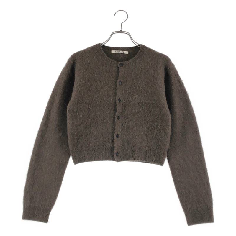 AURALEE / オーラリー | 2025AW | GARMENT-DYED BABY ALPACA FUR KNIT CREW-NECK CARDIGAN ジレー | 1 | 赤銅色 | レディース