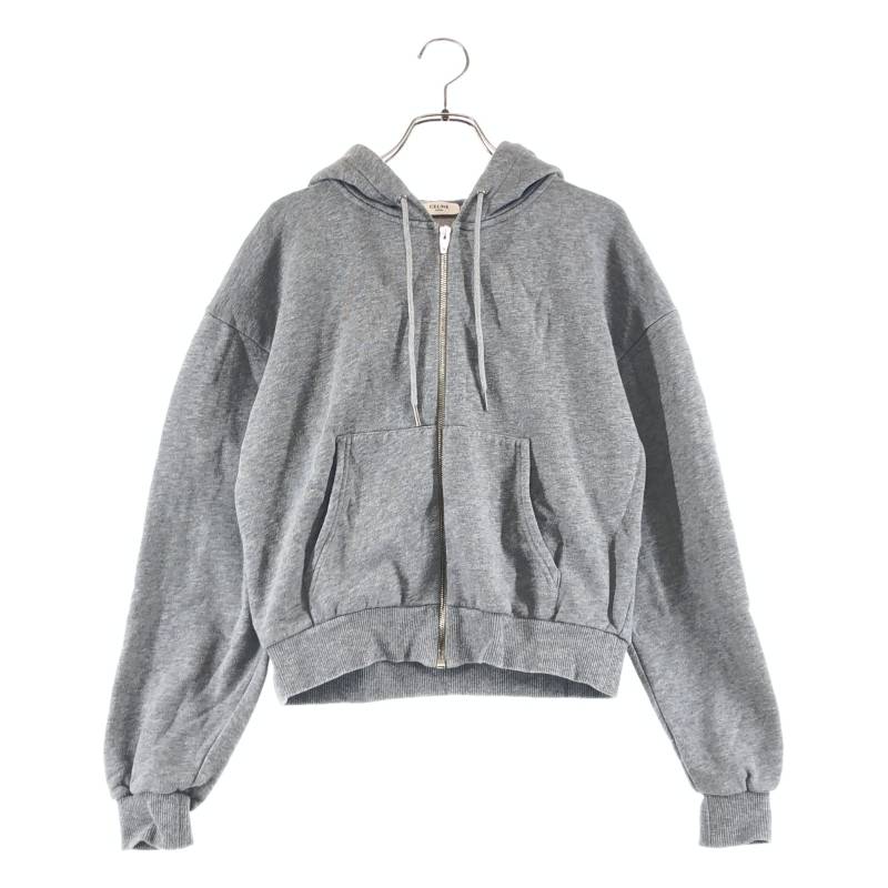CELINE / セリーヌ | Loose Zip Hoodie ロゴプリント フーデッド パーカ | XS | グレー | レディース 30,631円