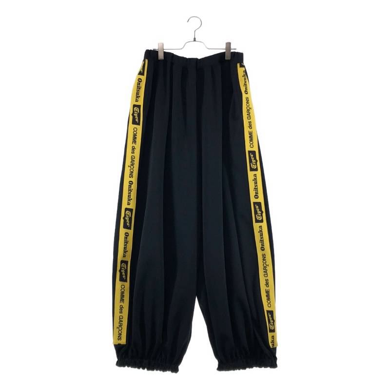 【美品】 COMME des GARCONS / コムデギャルソン | 2025AW | ×Onitsuka Tiger / Polyester Jersey Pants ジャージー ロゴサイドライン ワイドパンツ | XXL | ブラック/イエロー | メンズ|KLD 店