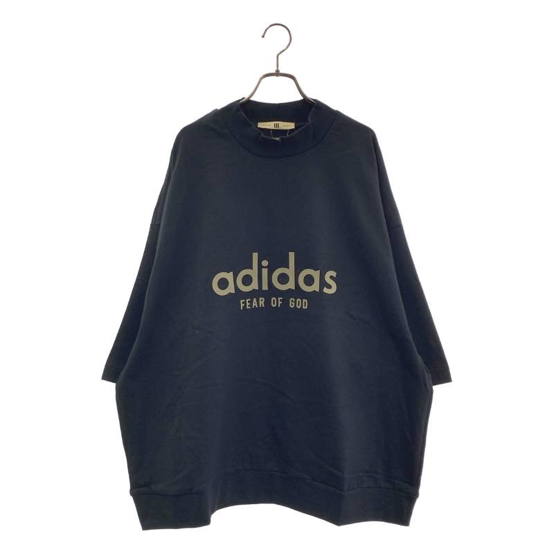 【美品】  FEAR OF GOD / フィアオブゴッド | ×adidas / Athletics Heavy Jersey Mock Tee ロゴタイプ モックネック プルオーバー | XL | 黒いこと | メンズ