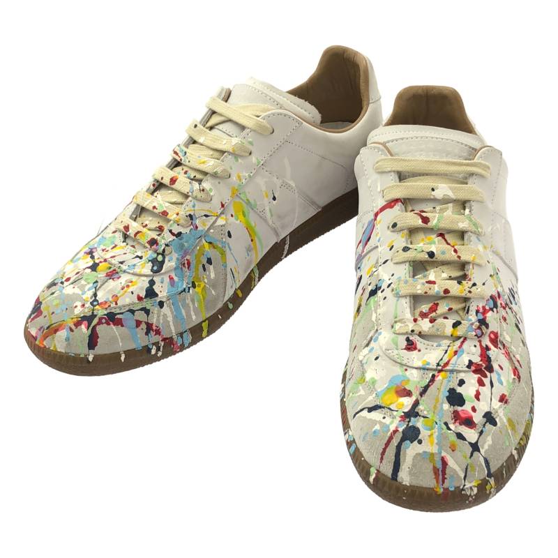 【美品】  Maison Margiela / メゾンマルジェラ | Replica Paint Splatter / 写し物 えの具 ジャーマントレーナー スニーカー | 42 | 白いこと | メンズ