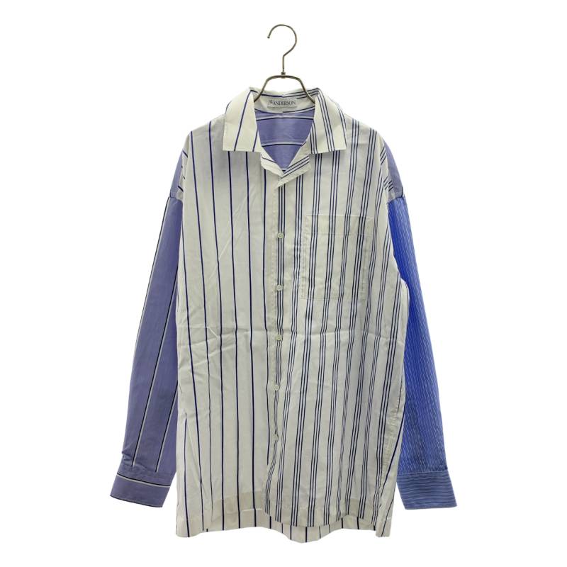 【美品】  JW Anderson / ジェイダブルアンダーソン | マルチ縞模様 オーバーサイズシャツ | 34 | 白いこと/青碧 | レディース