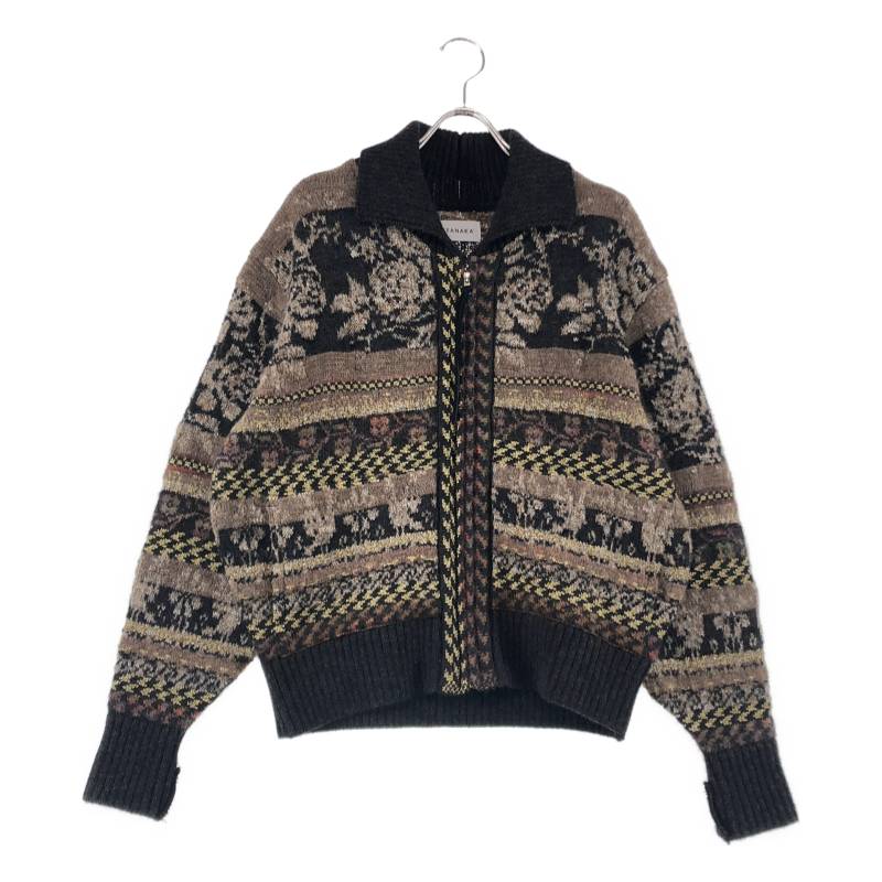 【美品】  TANAKA / タナカ | 2025AW | JACQUARD CARDIGAN / 羊毛 ジャ差し固める ジップアップ ジレー | S | 赤銅色系 | レディース