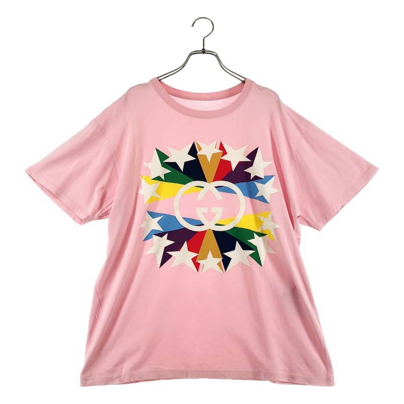【美品】  GUCCI / グッチ | インターロッキングG スタープリント Tシャツ | L | ピンク | メンズ