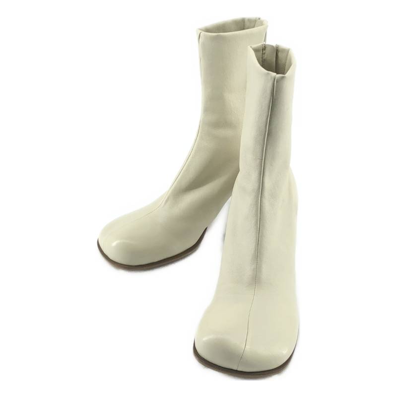 【美品】  BOTTEGA VENETA / ボッテガヴェネタ | なめし革 差しつかえる アンクルブーツ | 37 | 象牙色 | レディース