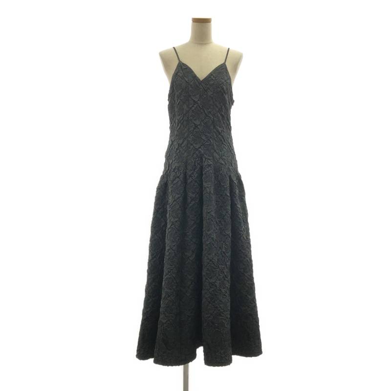 【美品】  MURRAL / ミューラル | Dahlia shrinking embroidery camisole dress ダリアシュリンク 刺繍 キャミワンピース | 2 | 黒いこと | レディース